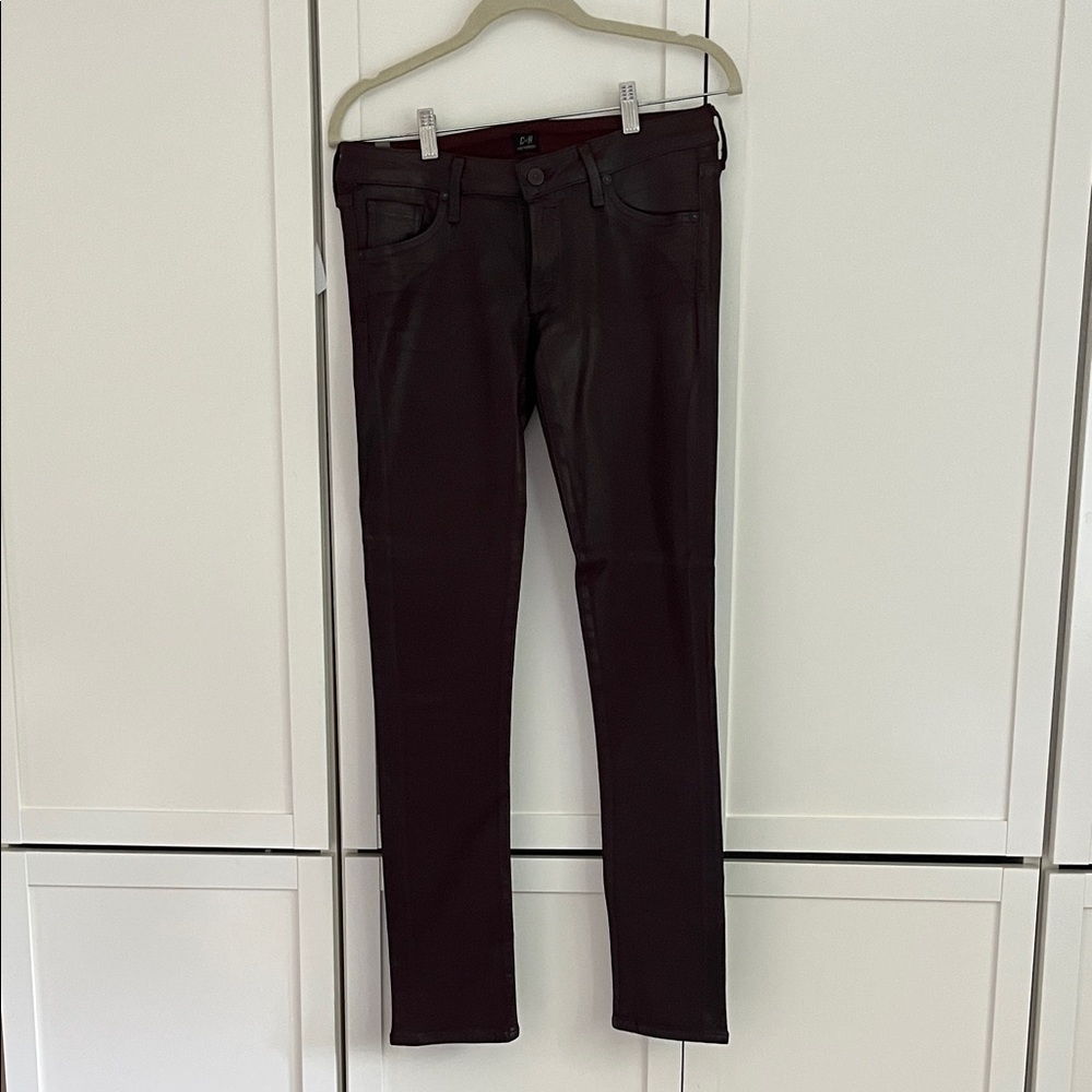 Women's Burgundy Waxed Jeans